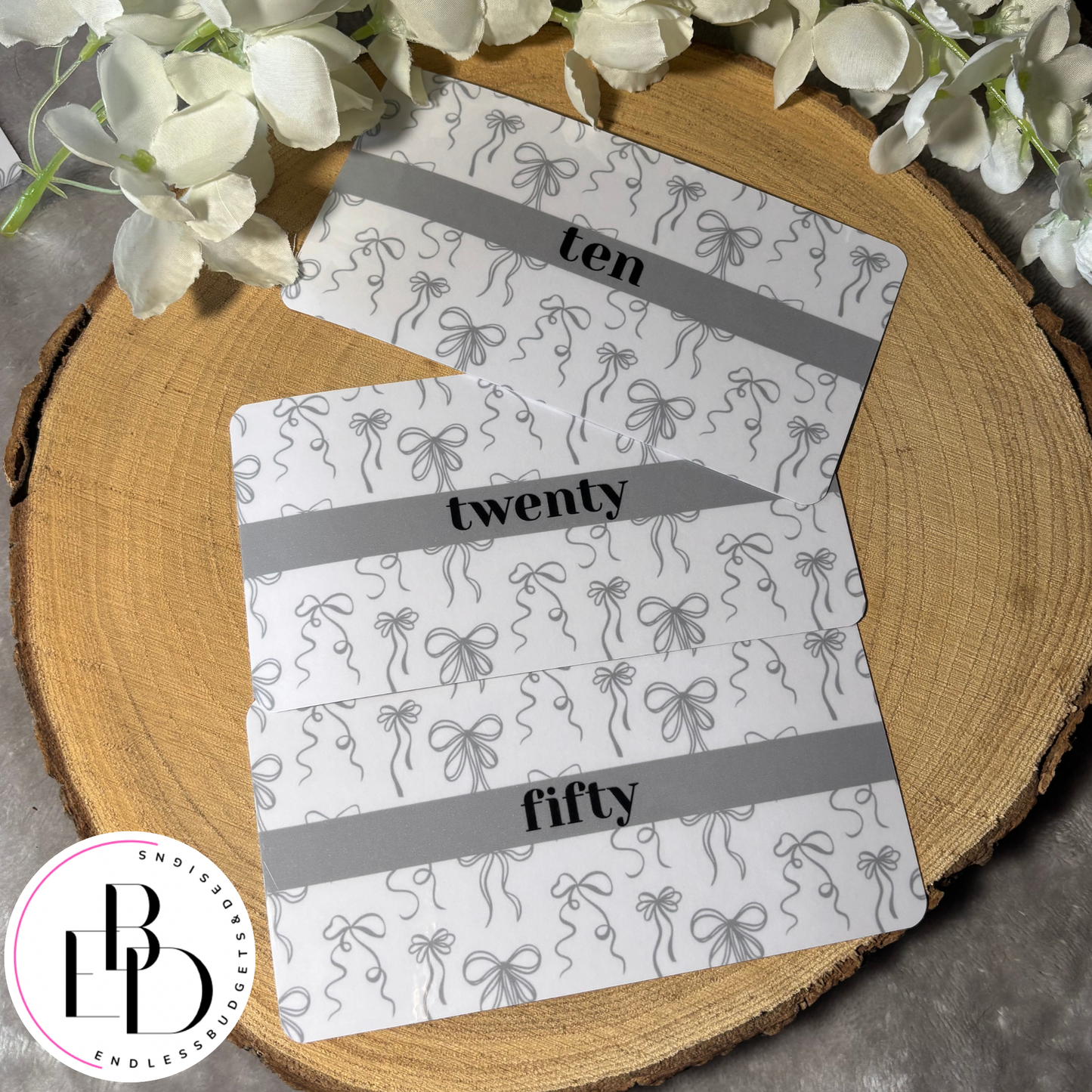 Grey Bows Money Placeholders