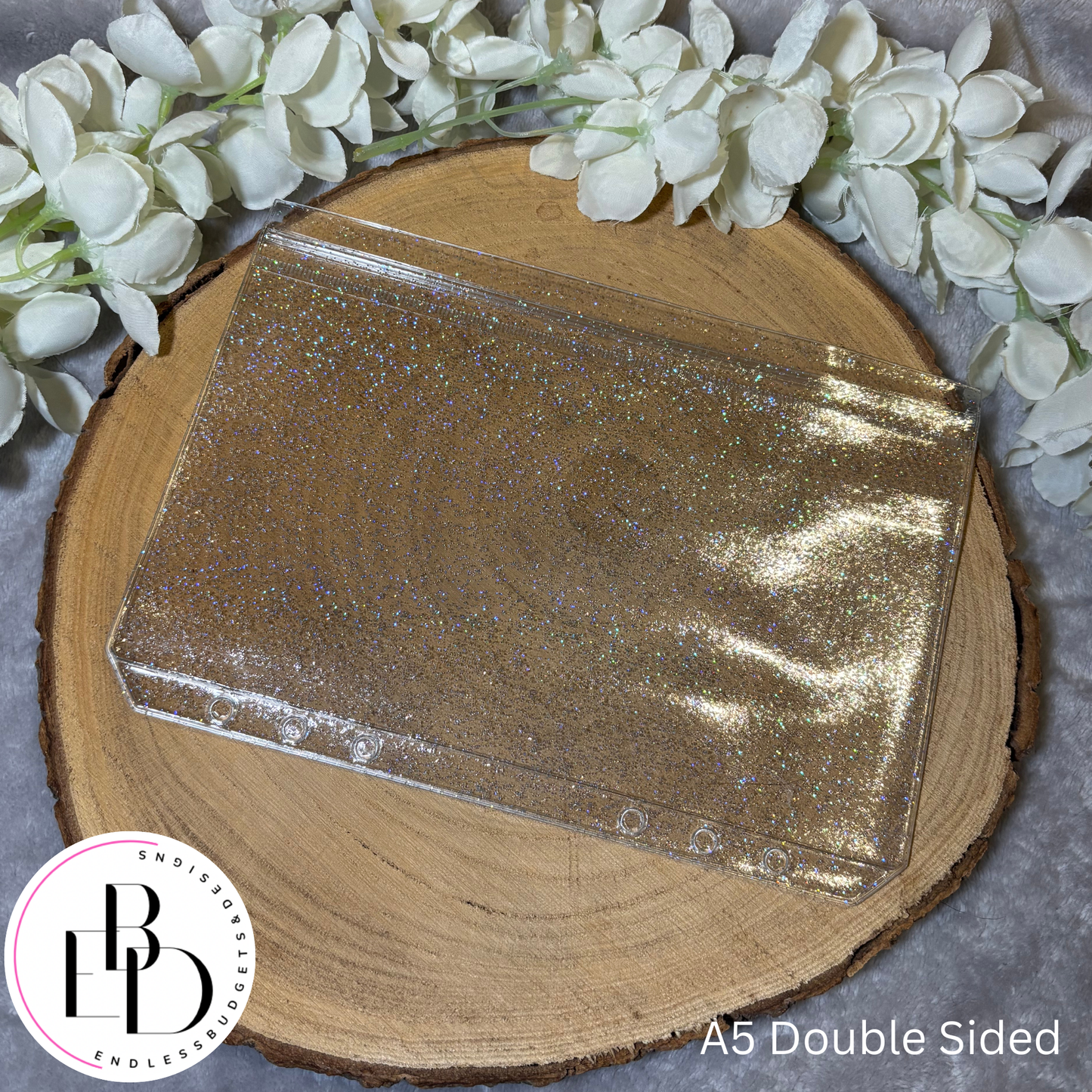 A6 and A5 Glitter Double Sided Zipless Cash Envelopes