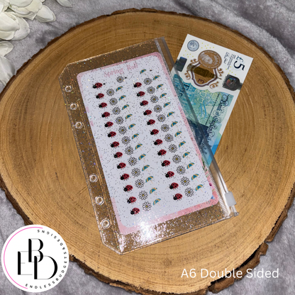 A6 and A5 Glitter Double Sided Zipless and Zipped Cash Envelopes