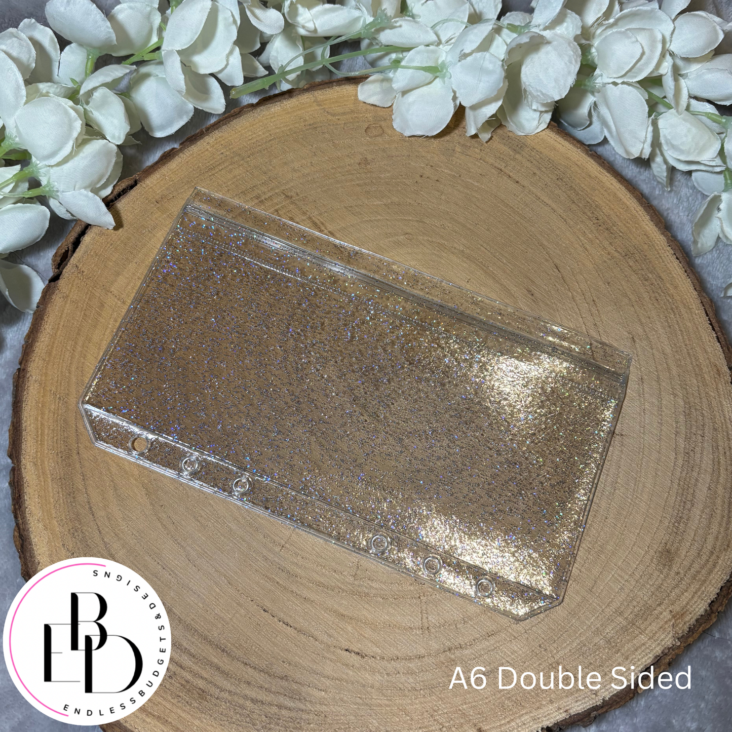 A6 and A5 Glitter Double Sided Zipless Cash Envelopes