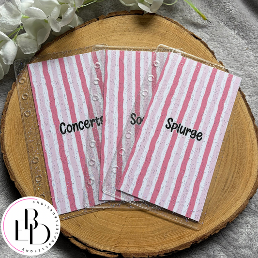 Personalised Striped Cash Envelope Inserts (Matching Sirena Binder Colours)