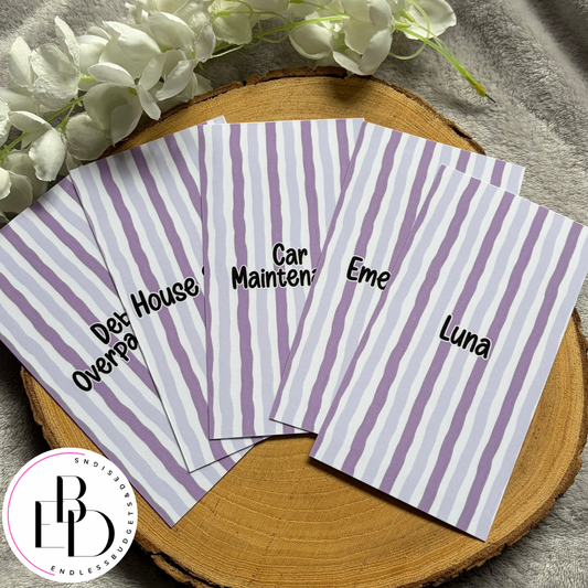 Personalised Striped Cash Envelope Inserts (Matching Sirena Binder Colours)