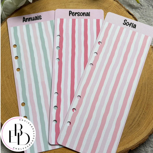Personalised Striped Binder Bookmarks (Matching Sirena Binders)